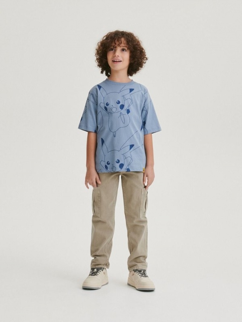 Reserved Pokémon Oversized T-shirts Jungen Blau | 1589-STHKD