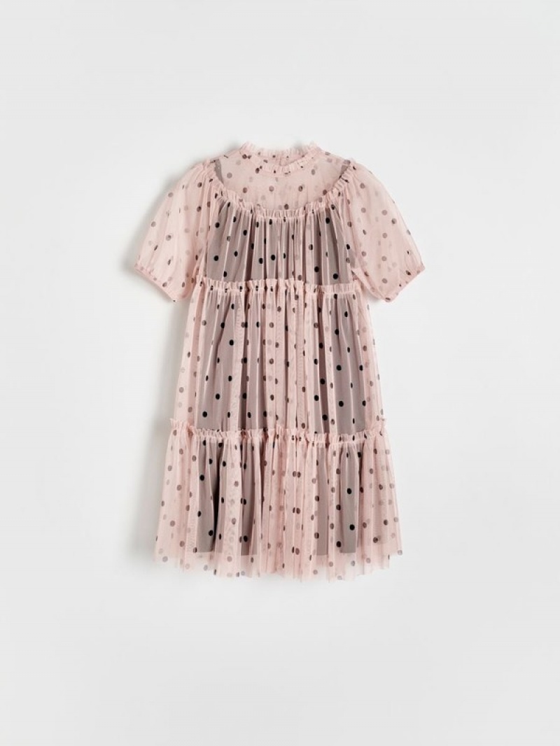 Reserved Polka Dot Tulle Kleid Mädchen Rosa | 9501-LMIBE