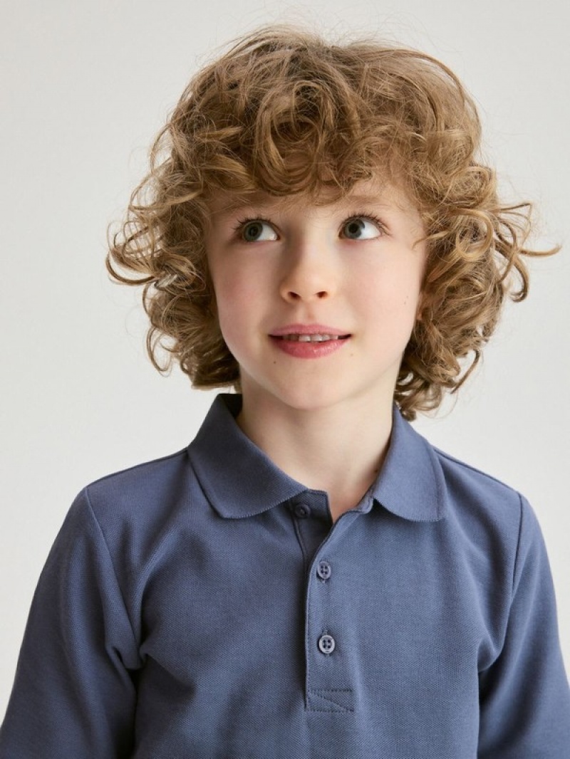 Reserved Polo T-shirts Jungen Grau Blau | 3168-YIBLT