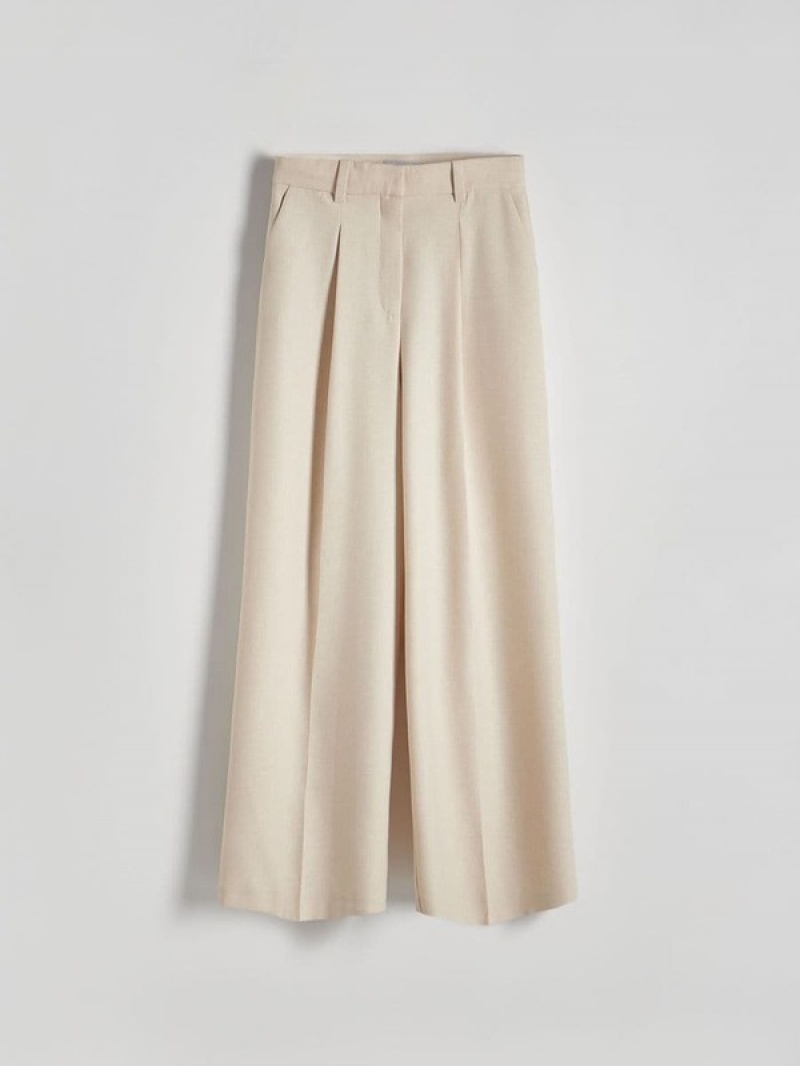 Reserved Pressed Crease Hosen Damen Beige | 2914-GVTBD