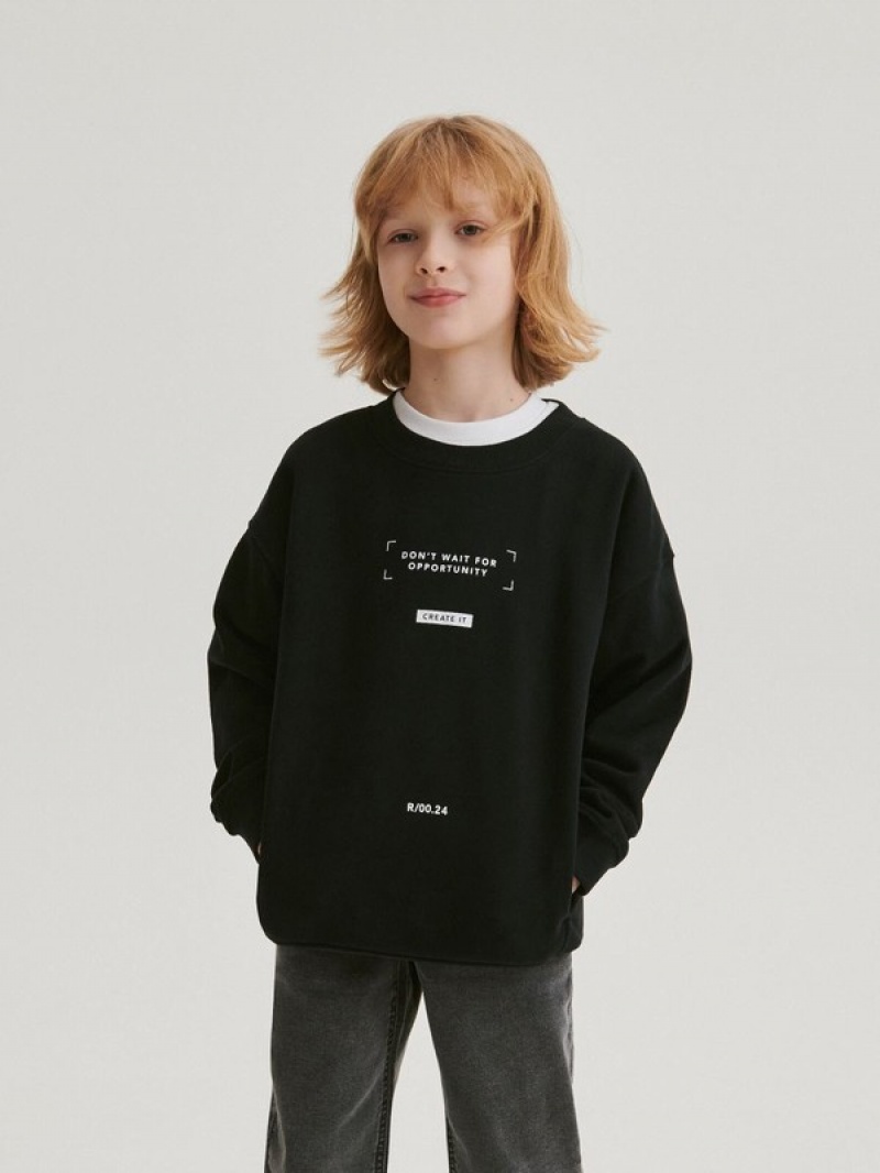 Reserved Print Pullover Jungen Schwarz | 6470-RZCDM