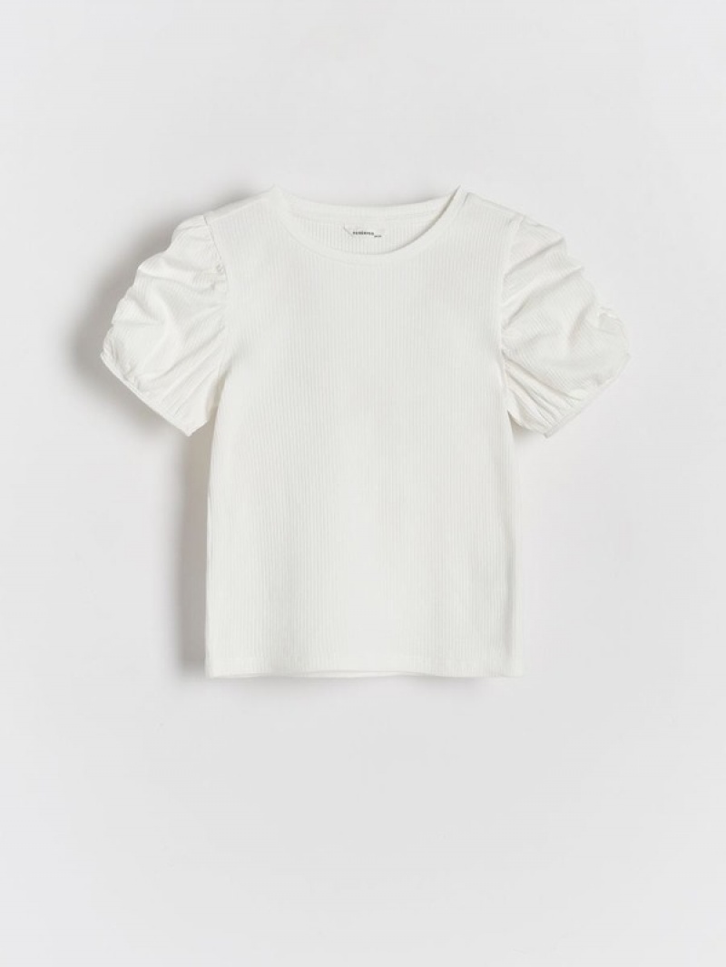 Reserved Puff Sleeve T-shirts Mädchen Weiß | 6938-KSXEJ