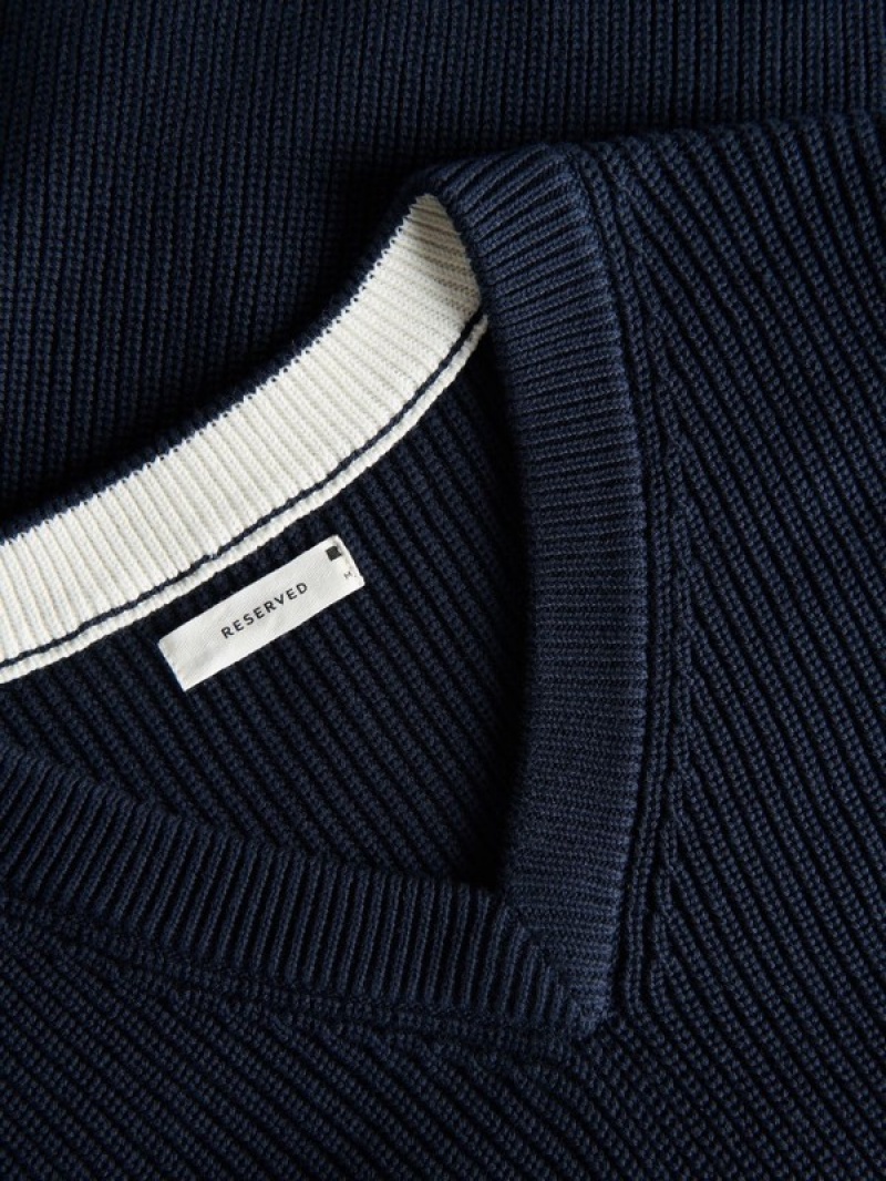 Reserved Pullover Vests Herren Navy | 7953-PLQYF