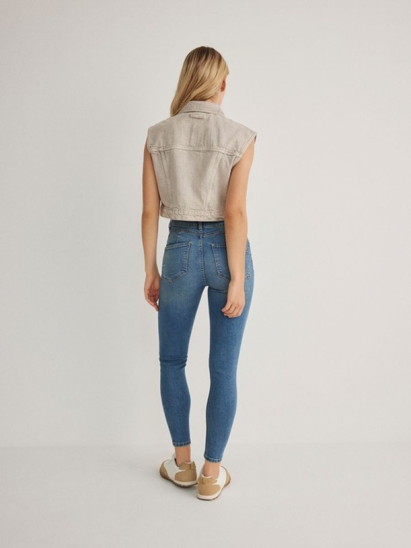 Reserved Push Up Jeans Damen Grau Blau | 2197-NBQAZ