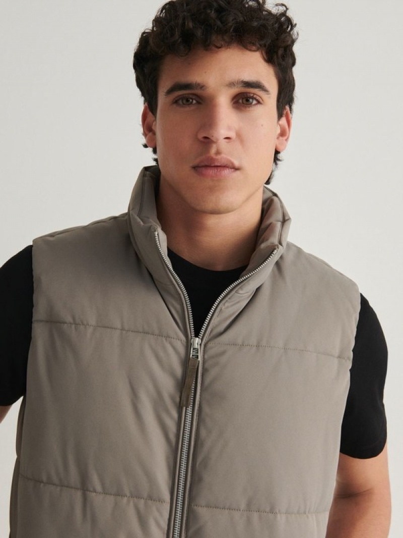 Reserved Quiltedstand Up Collar Vests Herren Grün | 3456-MAFCW