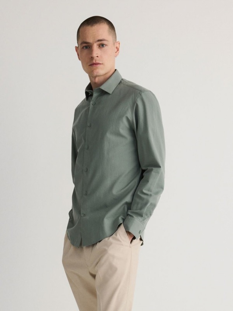 Reserved Regular Fit Baumwoll Rich Hemd Herren Grün | 8543-QZOCI