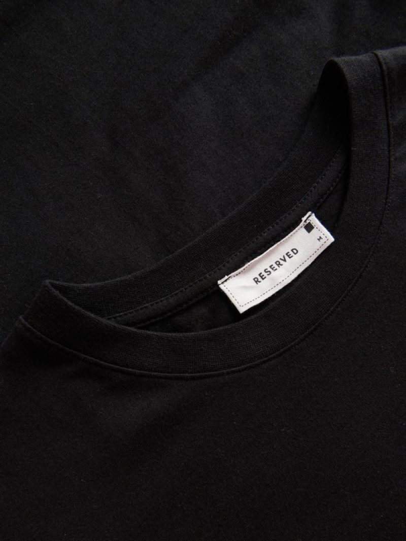 Reserved Regular Fit Baumwoll T-shirts Herren Schwarz | 4658-HQXJP