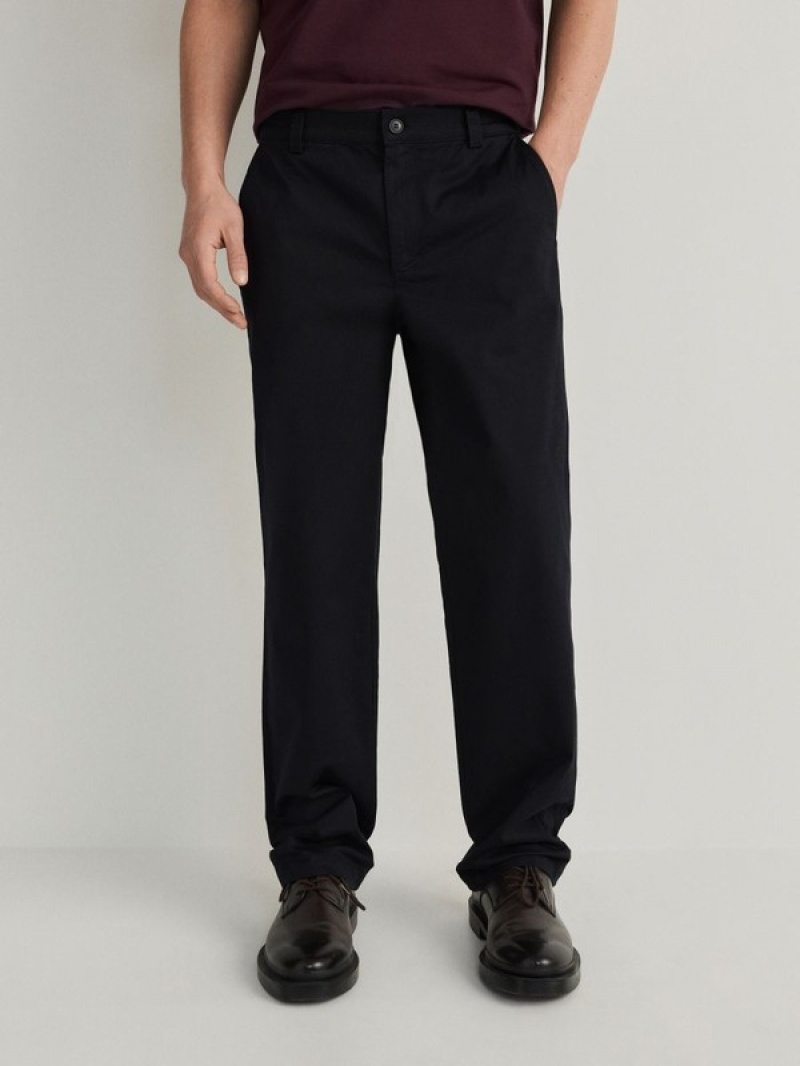 Reserved Regular Fit Chino Hosen Herren Schwarz | 5493-SBEVJ