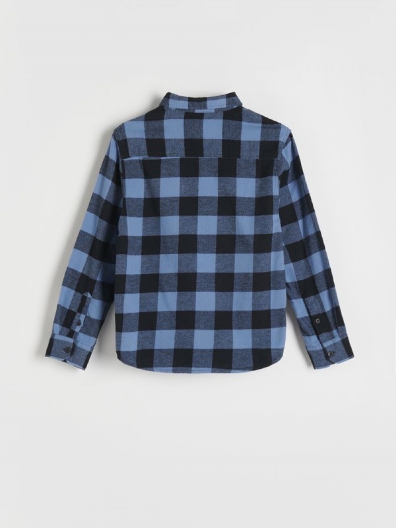 Reserved Regular Fit Flannel Hemd Jungen Grau Blau | 7345-MRSXF