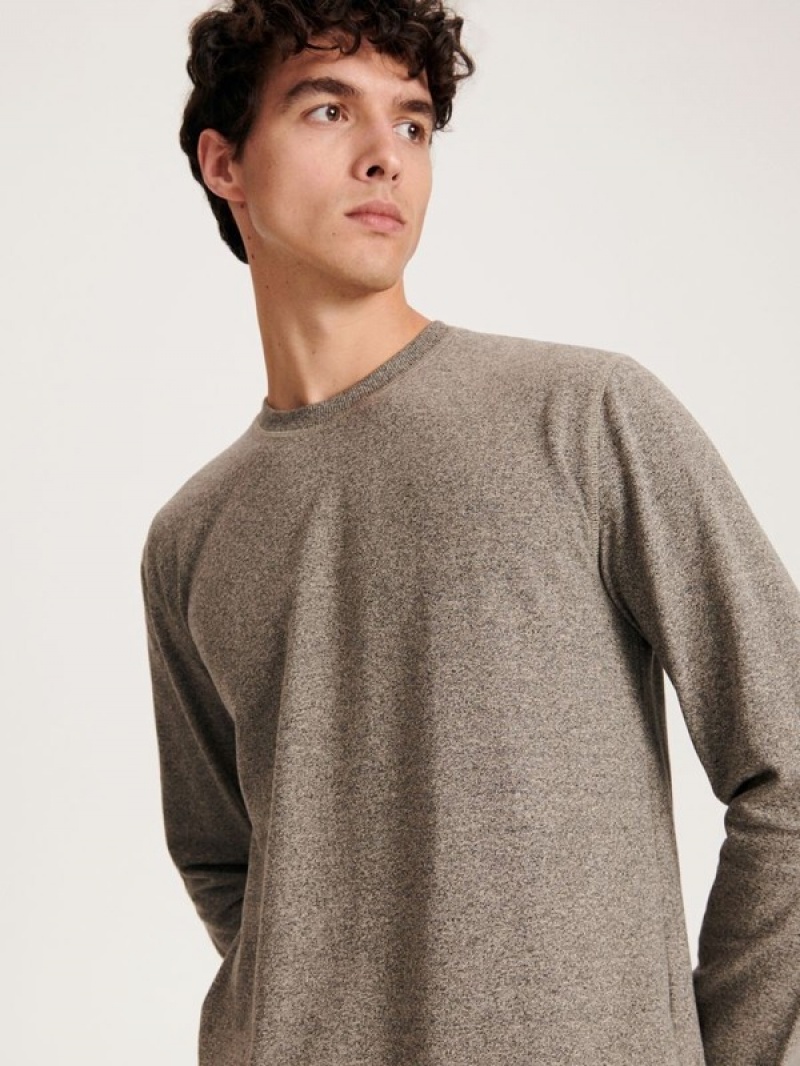 Reserved Regular Fit Long Sleeve T-shirts Herren Beige | 3681-GIDOR