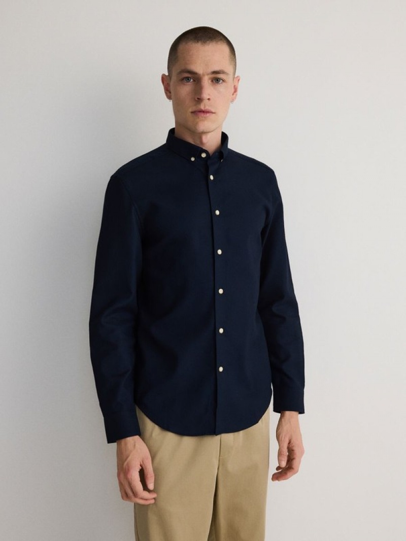 Reserved Regular Fit Plain Hemd Herren Navy | 8305-HFBUX