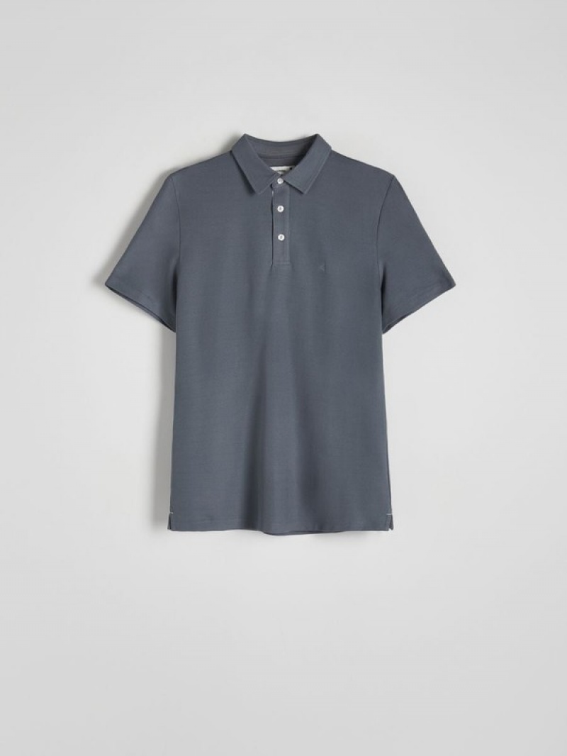 Reserved Regular Fit Polo Shirts Herren Grau Blau | 9874-SUTZC