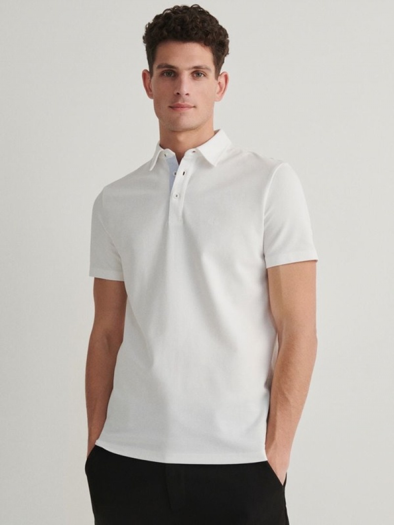 Reserved Regular Fit Polo Shirts Herren Weiß | 9451-KLTRF