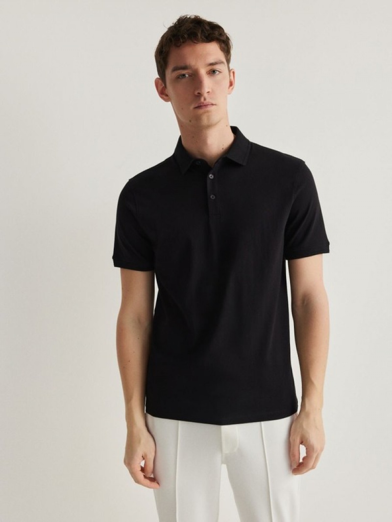 Reserved Regular Fit Polo Shirts Herren Schwarz | 9051-QIUGE