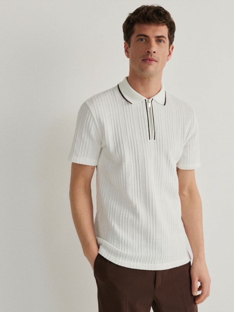 Reserved Regular Fit Polo Shirts Herren Weiß | 8163-NIQVU