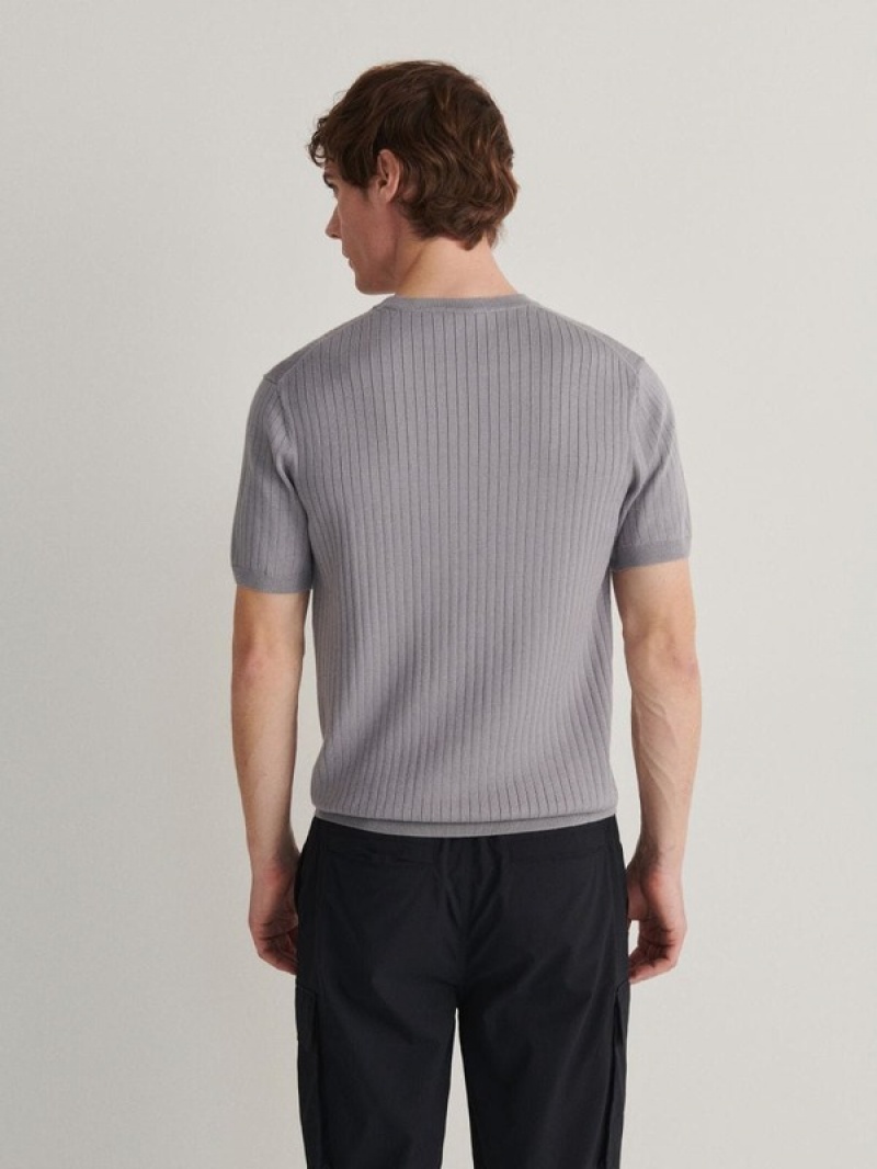 Reserved Regular Fit Rib Knit T-shirts Herren Grau | 4871-JRVCX