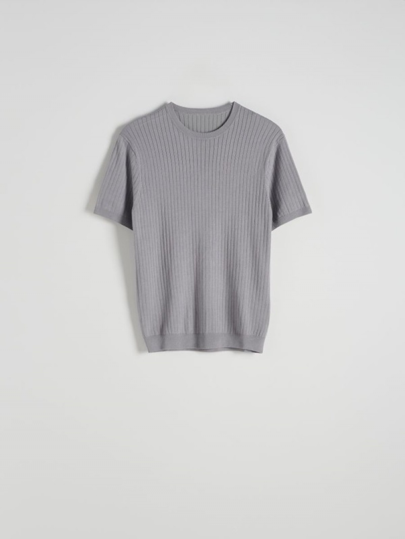 Reserved Regular Fit Rib Knit T-shirts Herren Grau | 4871-JRVCX