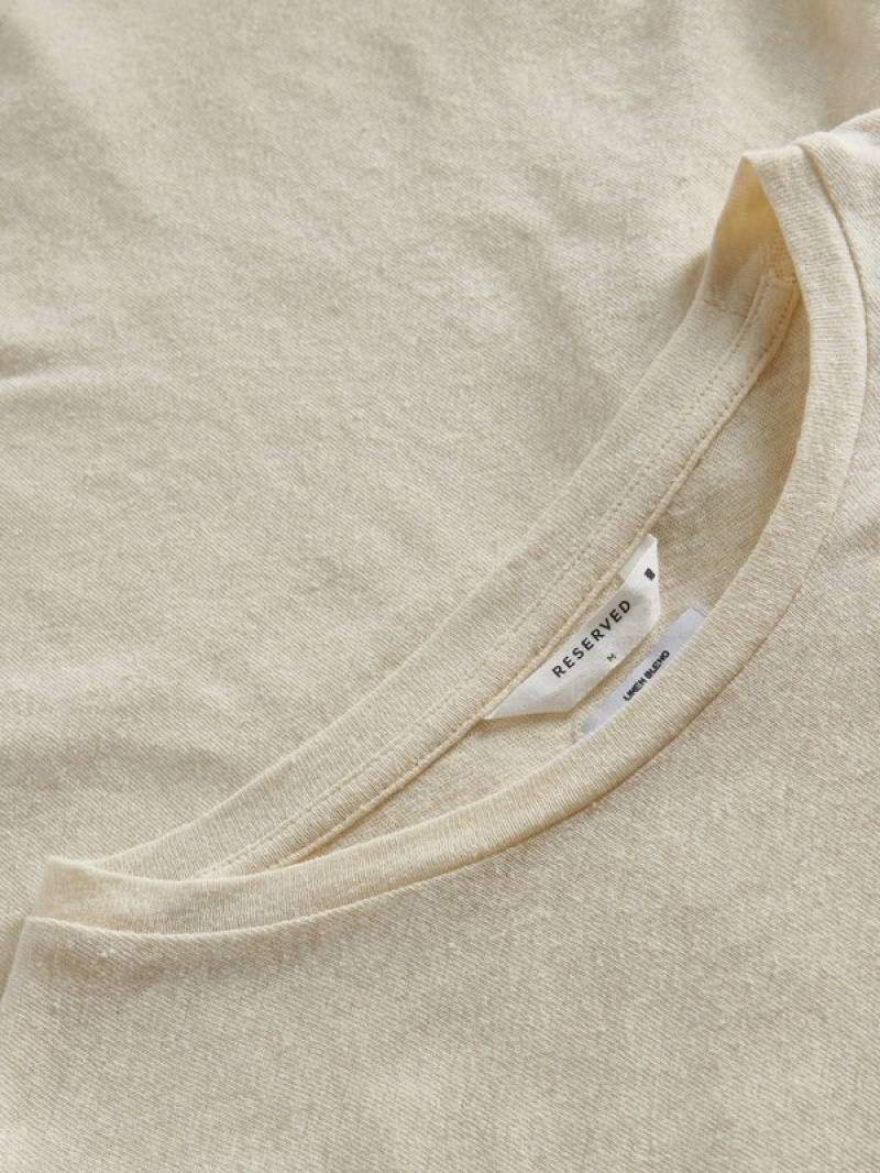 Reserved Regular Fit T-linen Blend T-shirts Herren Beige | 6452-OFBWA