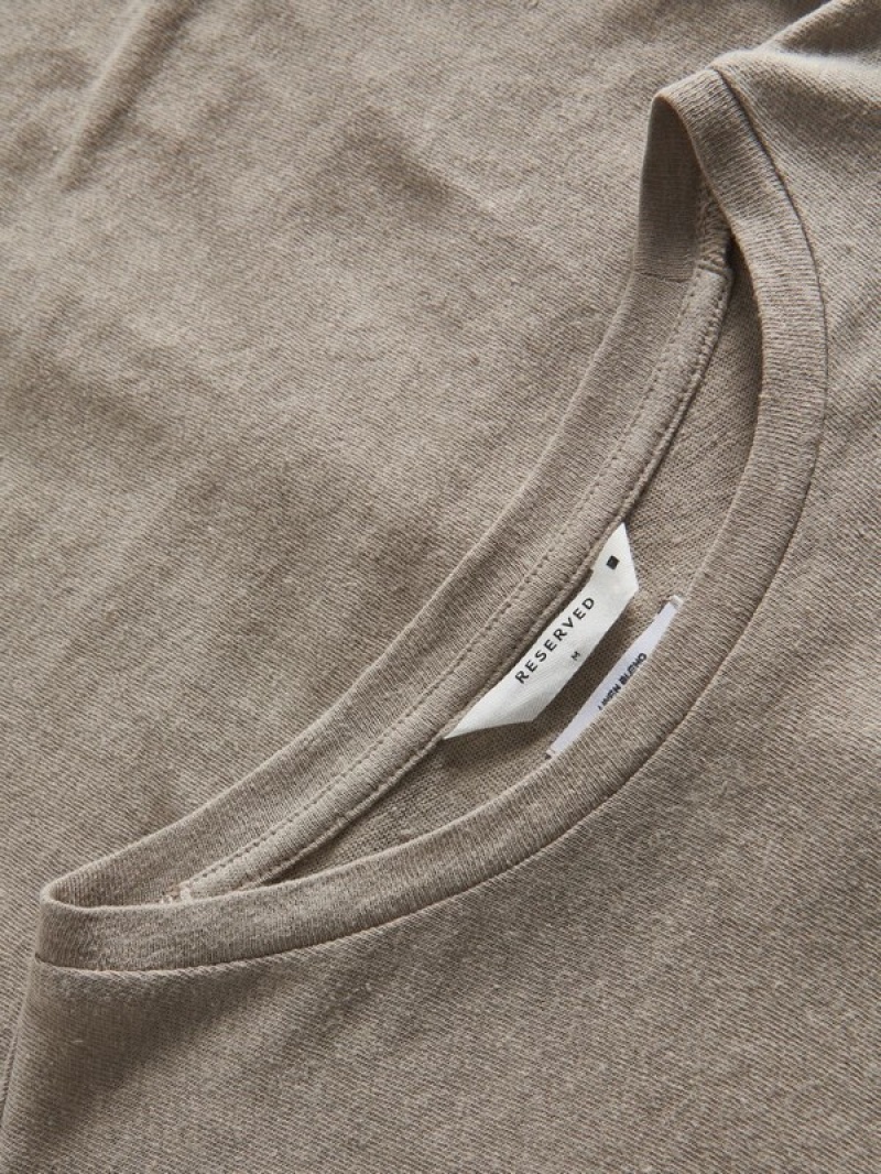 Reserved Regular Fit T-linen Blend T-shirts Herren Olivgrün | 0275-SZJEX