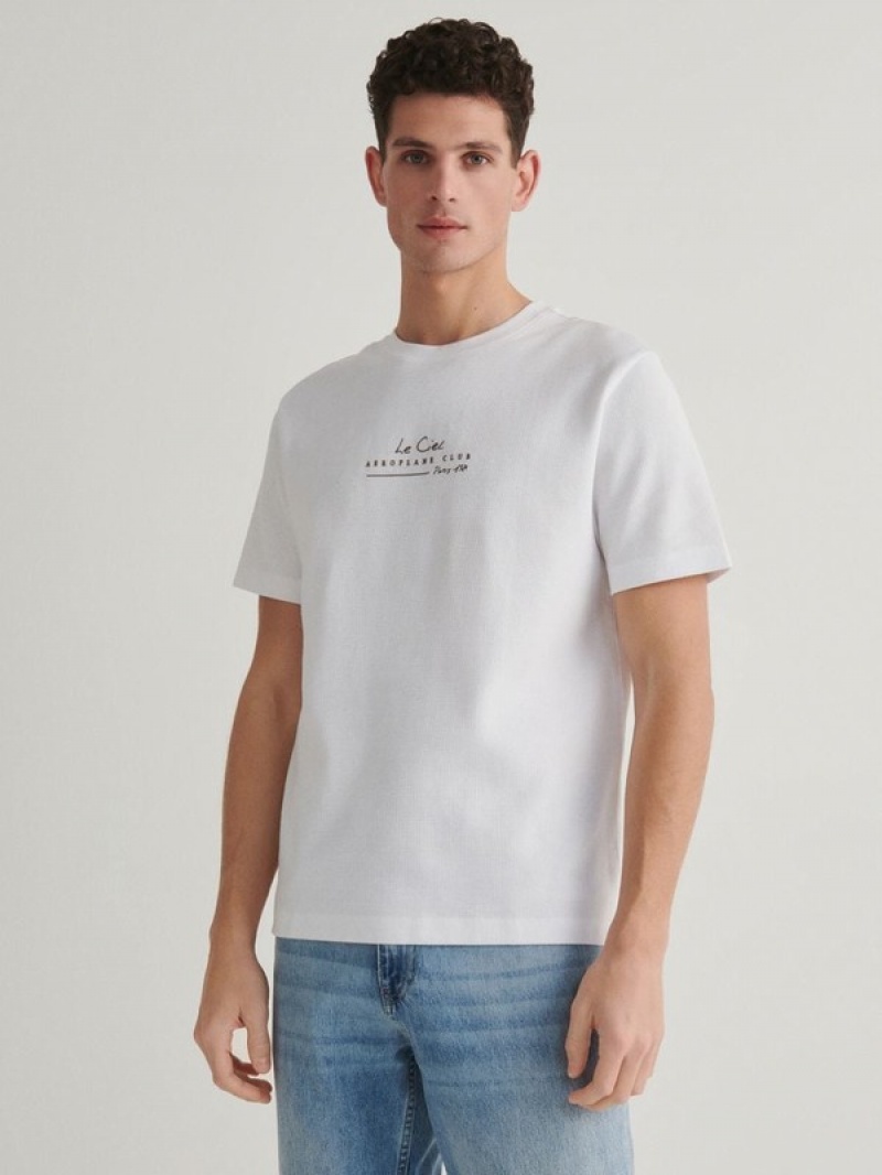 Reserved Regular Fit T-print T-shirts Herren Weiß | 1237-PGTQR