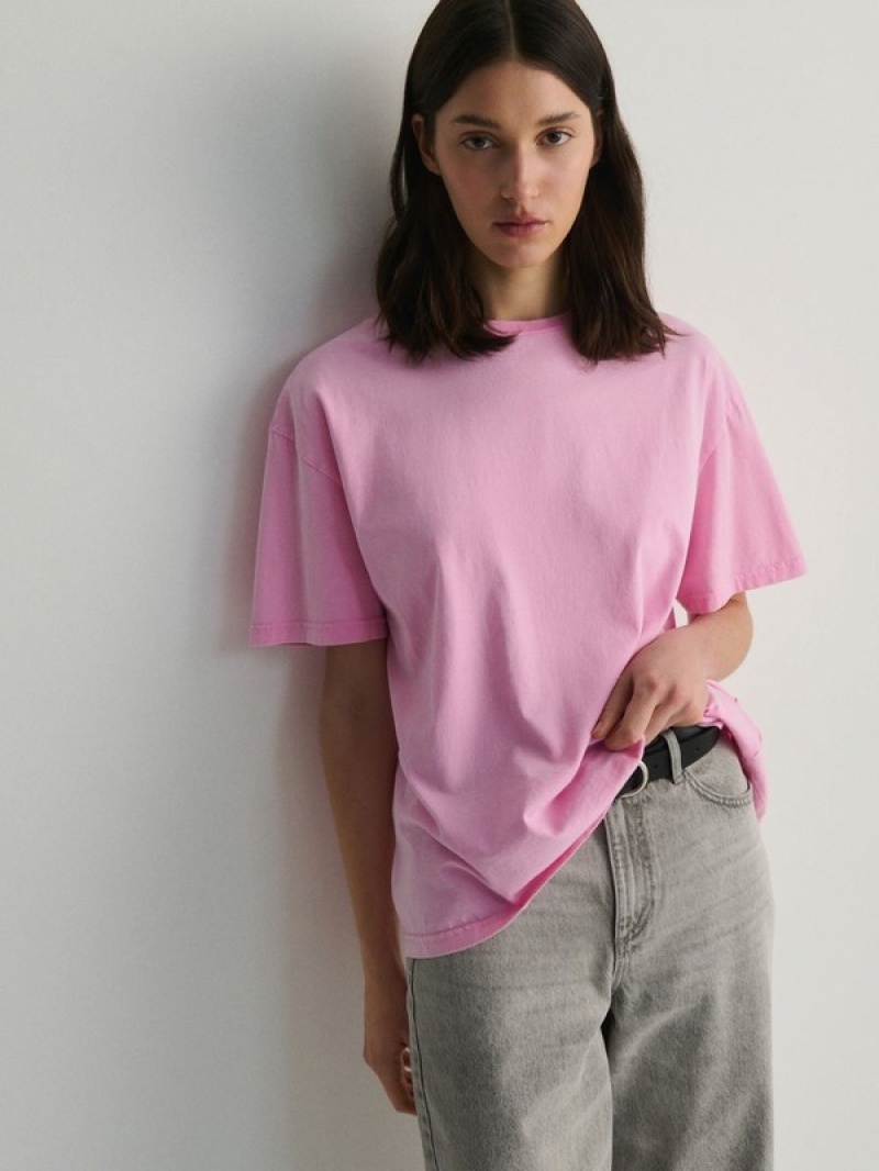 Reserved Regular Fit T-shirts Damen Rosa | 6374-DNXFQ