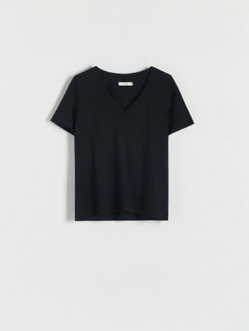 Reserved Regular Fit T-shirts Damen Schwarz | 7918-HVEPJ