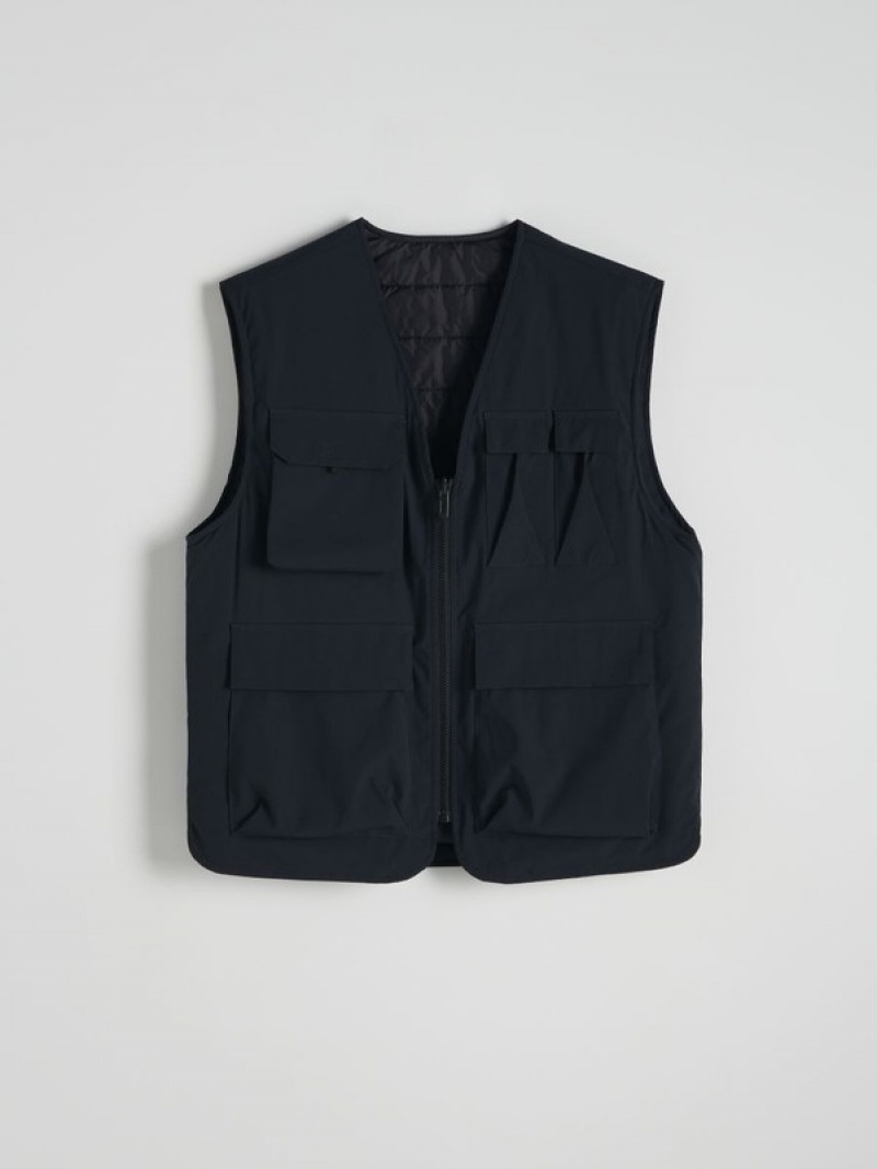 Reserved Reversible Vests Herren Schwarz | 7803-HANYM