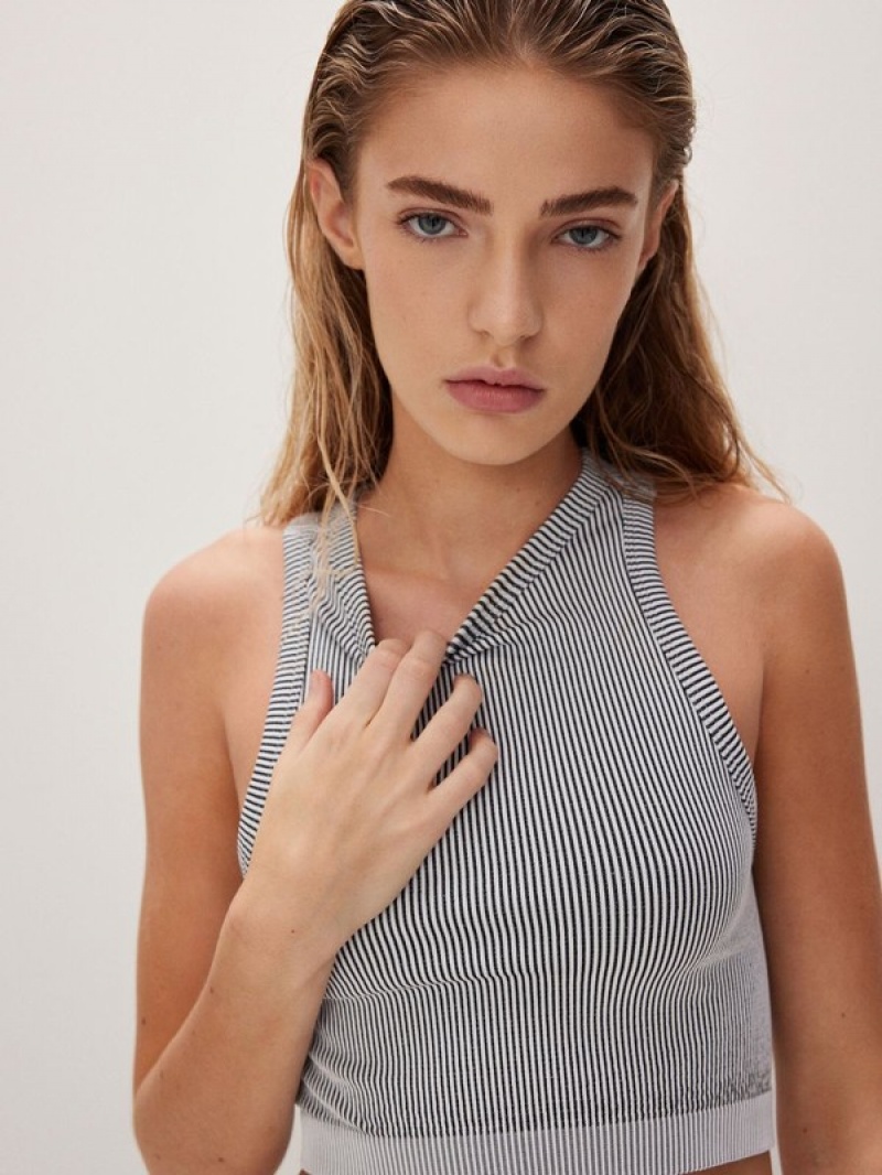 Reserved Rib Knit Crop Top T-shirts Damen Mehrfarbig | 5029-HNXMD