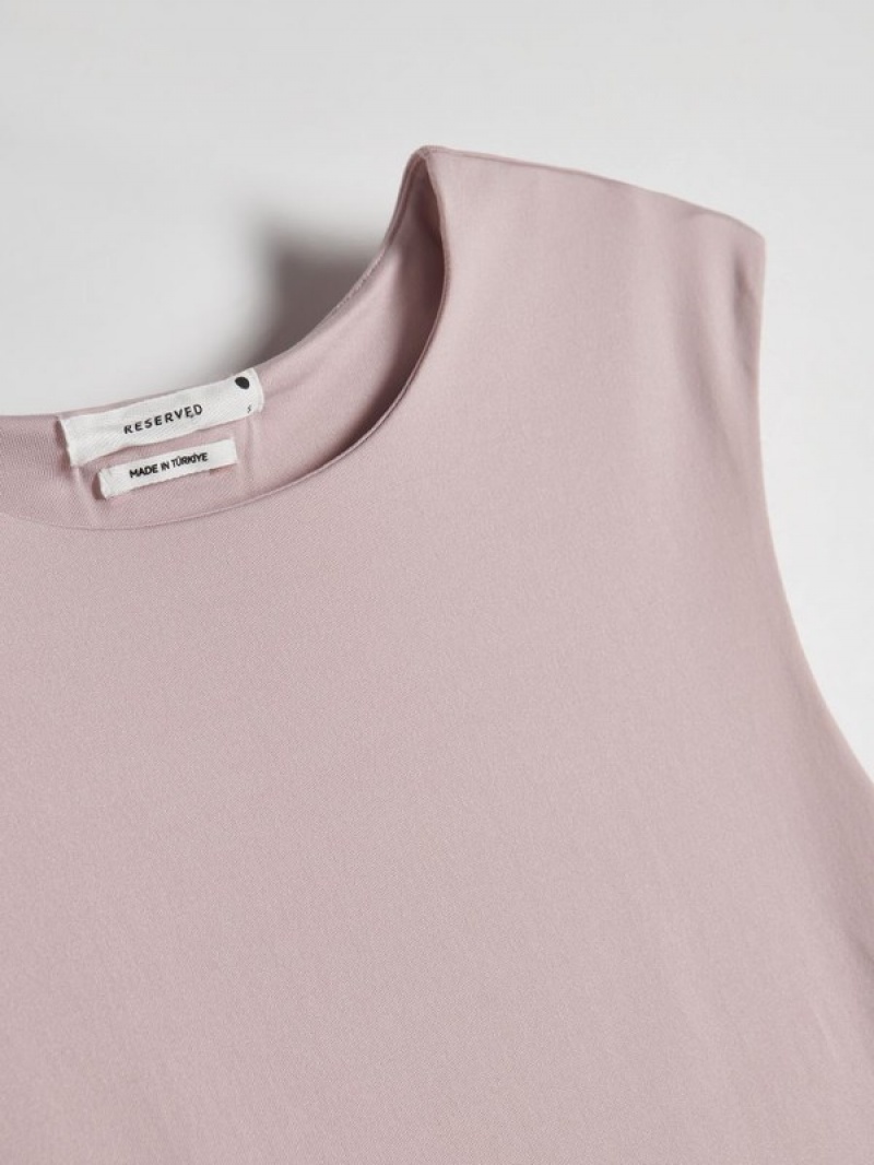 Reserved Rib Knit Jersey Body T-shirts Damen Rosa | 9836-WCXUD