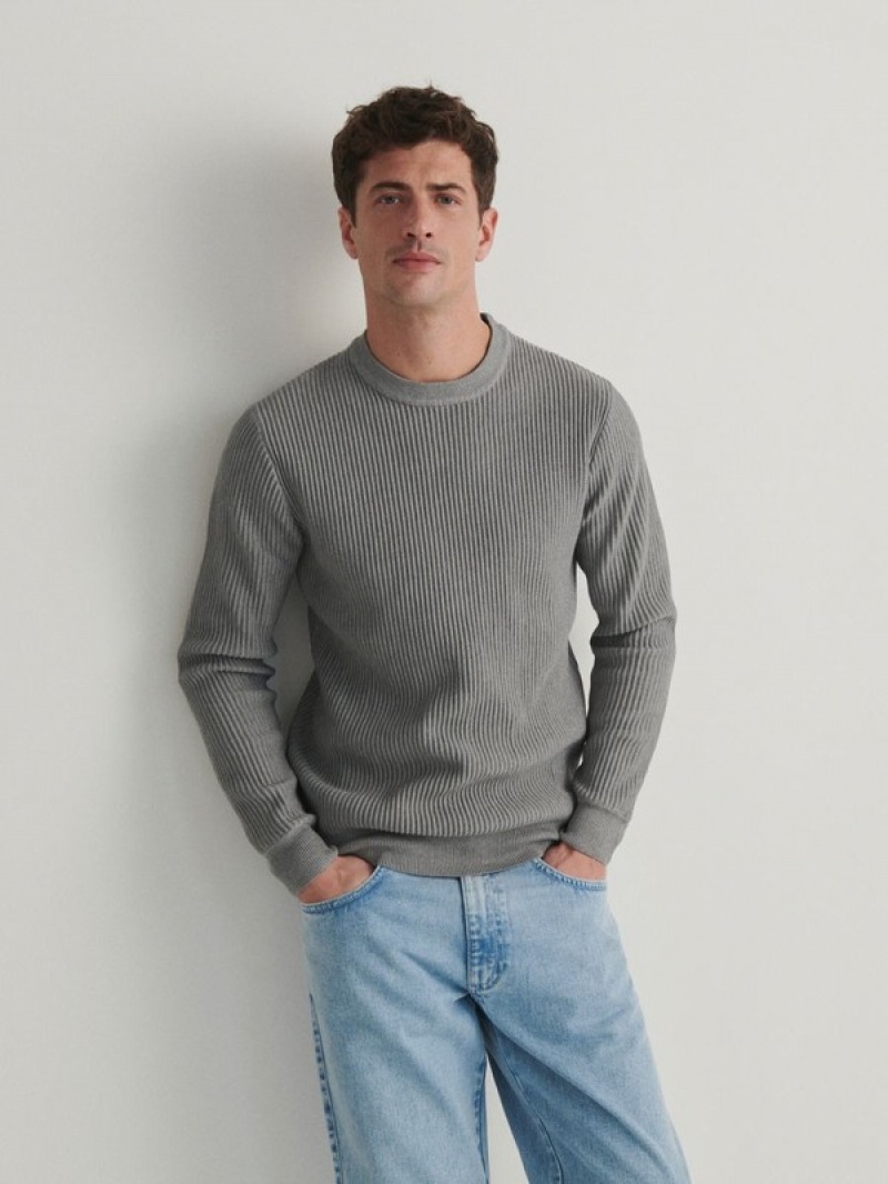 Reserved Rib Knit Pullover Herren Grau | 4816-QBNCM