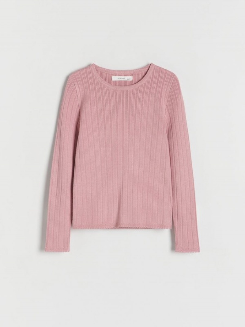 Reserved Rib Knit Pullover Mädchen Rosa | 6048-BQFPD