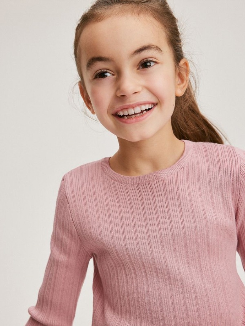 Reserved Rib Knit Pullover Mädchen Rosa | 6048-BQFPD