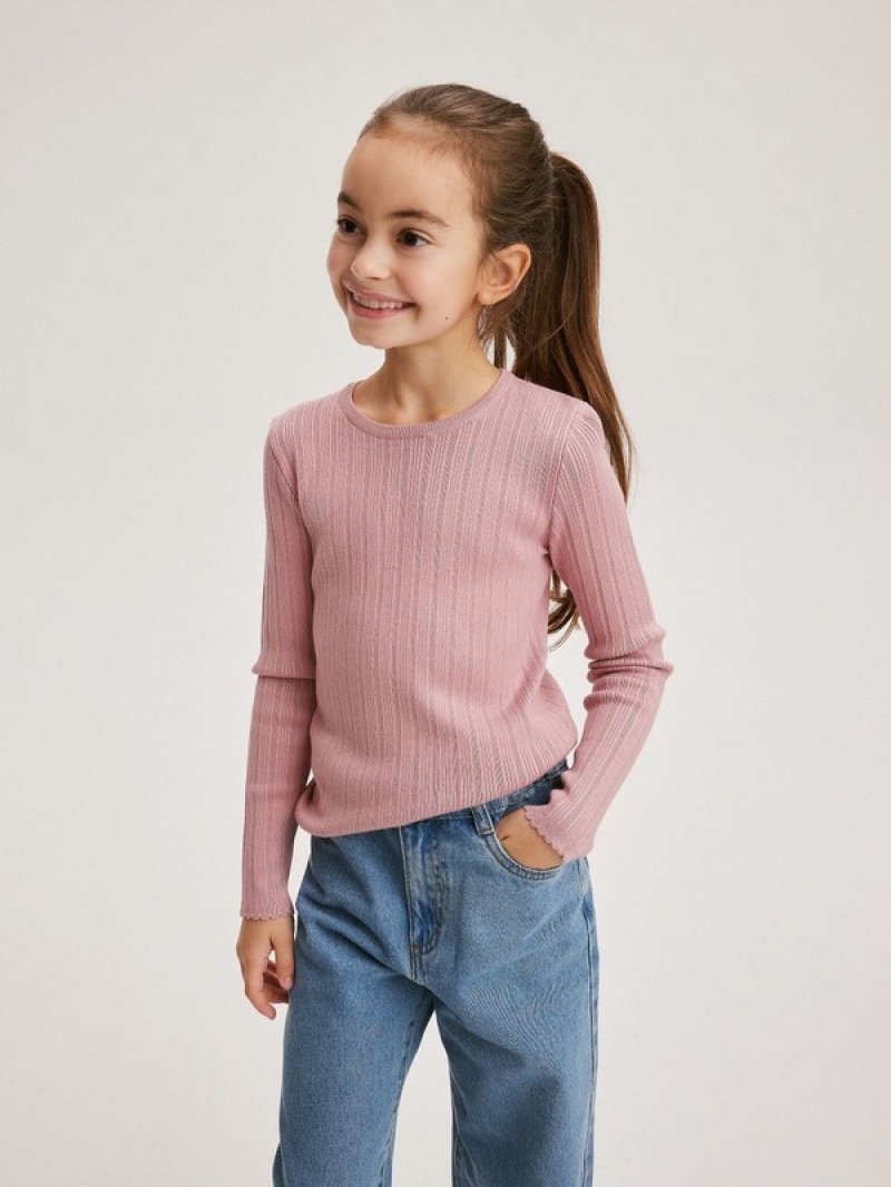 Reserved Rib Knit Pullover Mädchen Rosa | 6048-BQFPD