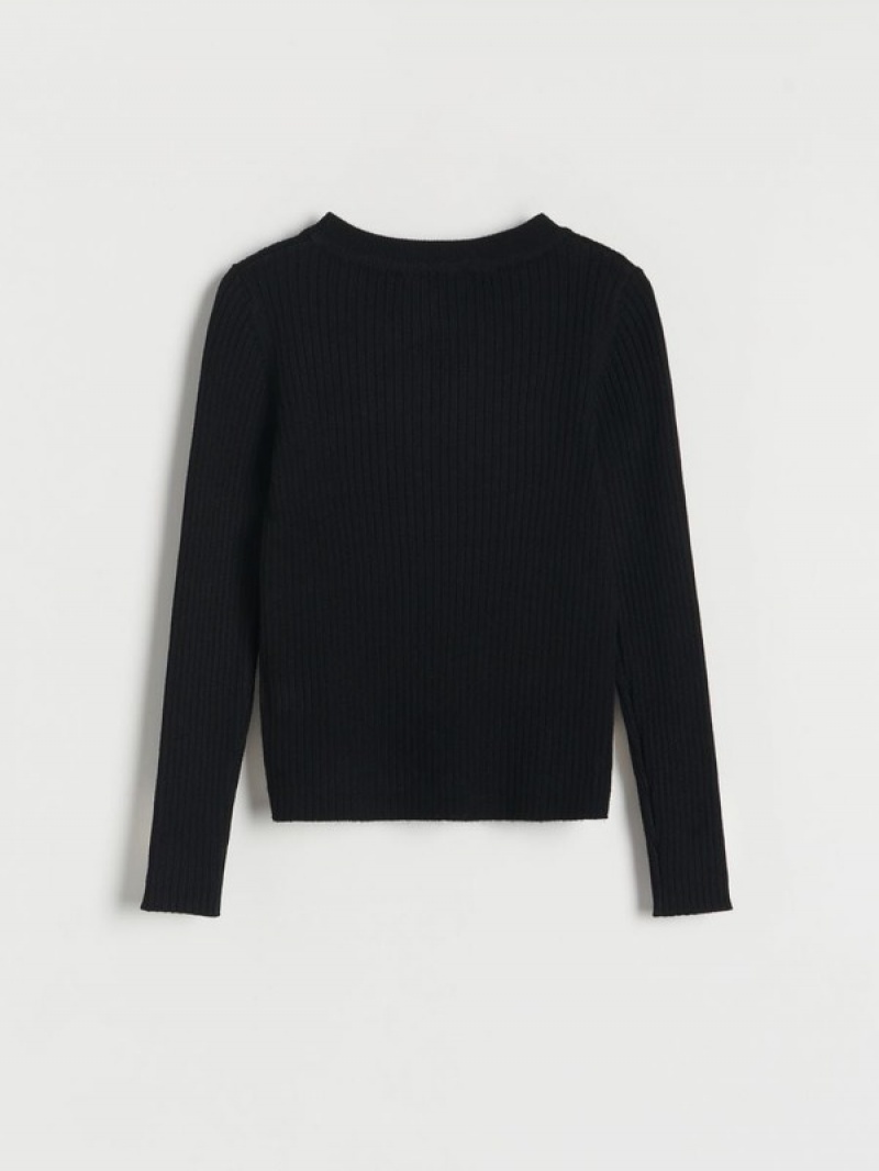 Reserved Rib Knit Pullover Mädchen Schwarz | 7809-ICOYM