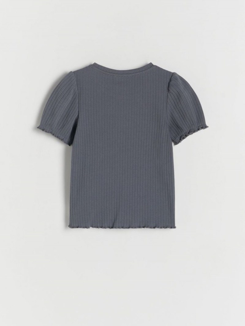 Reserved Rib Knit T-shirts Mädchen Dunkelgrau | 3564-QXZMH