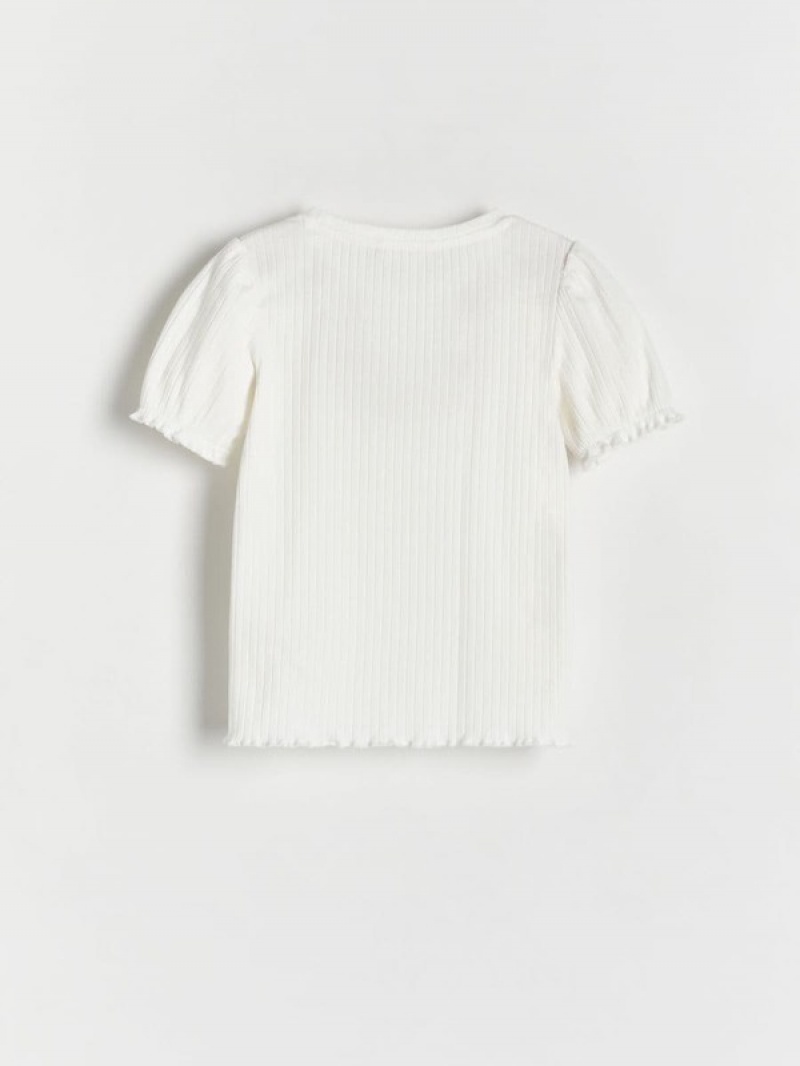 Reserved Rib Knit T-shirts Mädchen Weiß | 5390-AVXDE