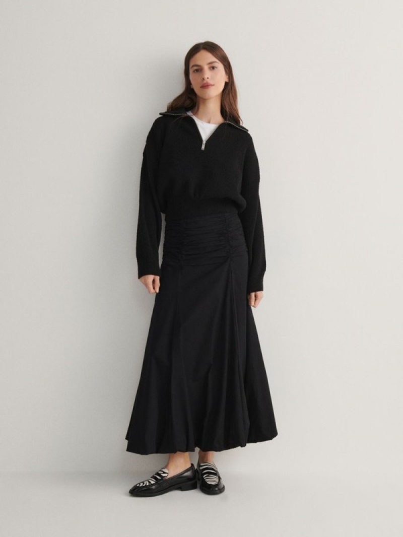 Reserved Ruched Röcke Damen Schwarz | 1297-XKVZB