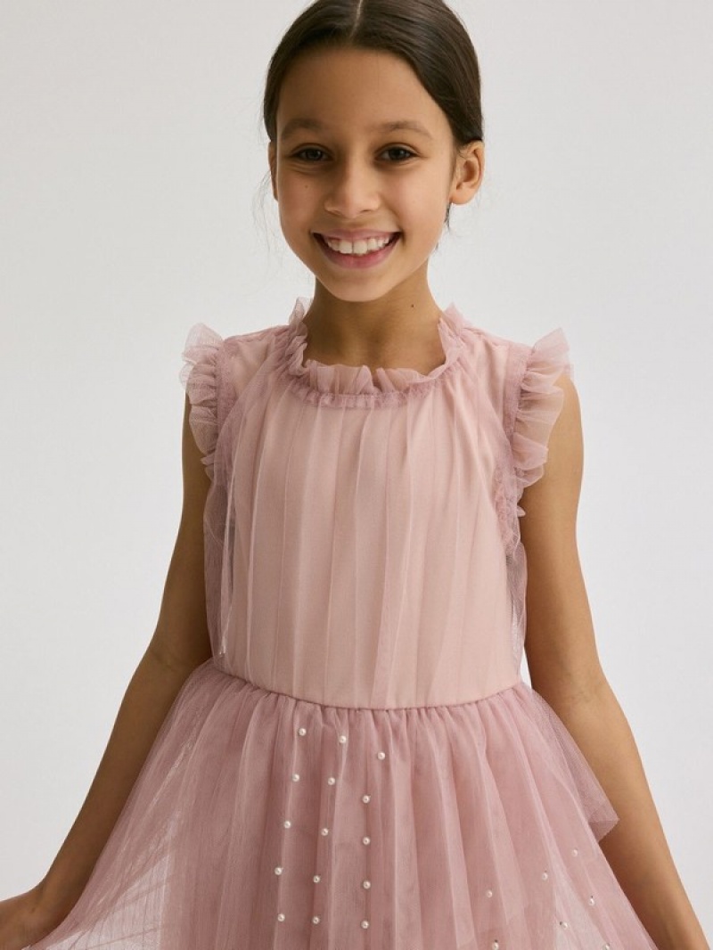 Reserved Ruffle Details Kleid Mädchen Rosa | 8490-QNZYE