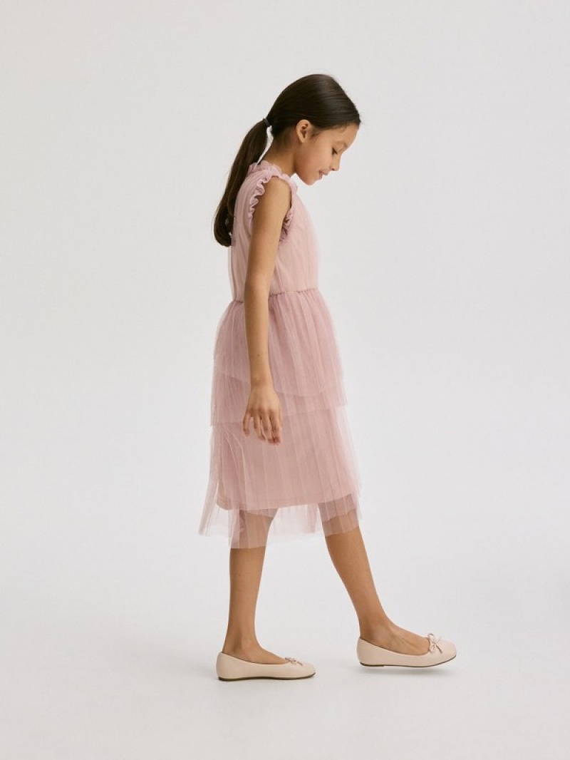 Reserved Ruffle Details Kleid Mädchen Rosa | 8490-QNZYE