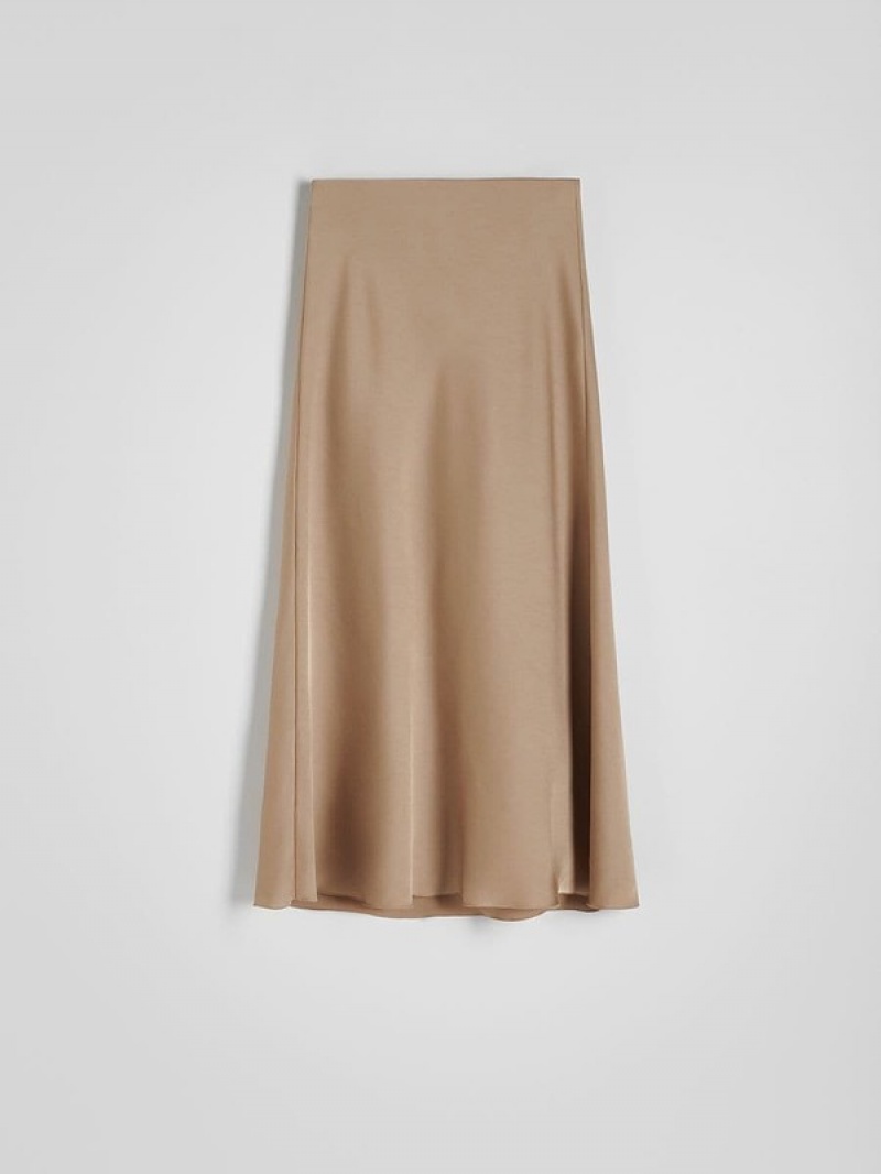 Reserved Satin Midi Röcke Damen Beige | 5908-CHSLG