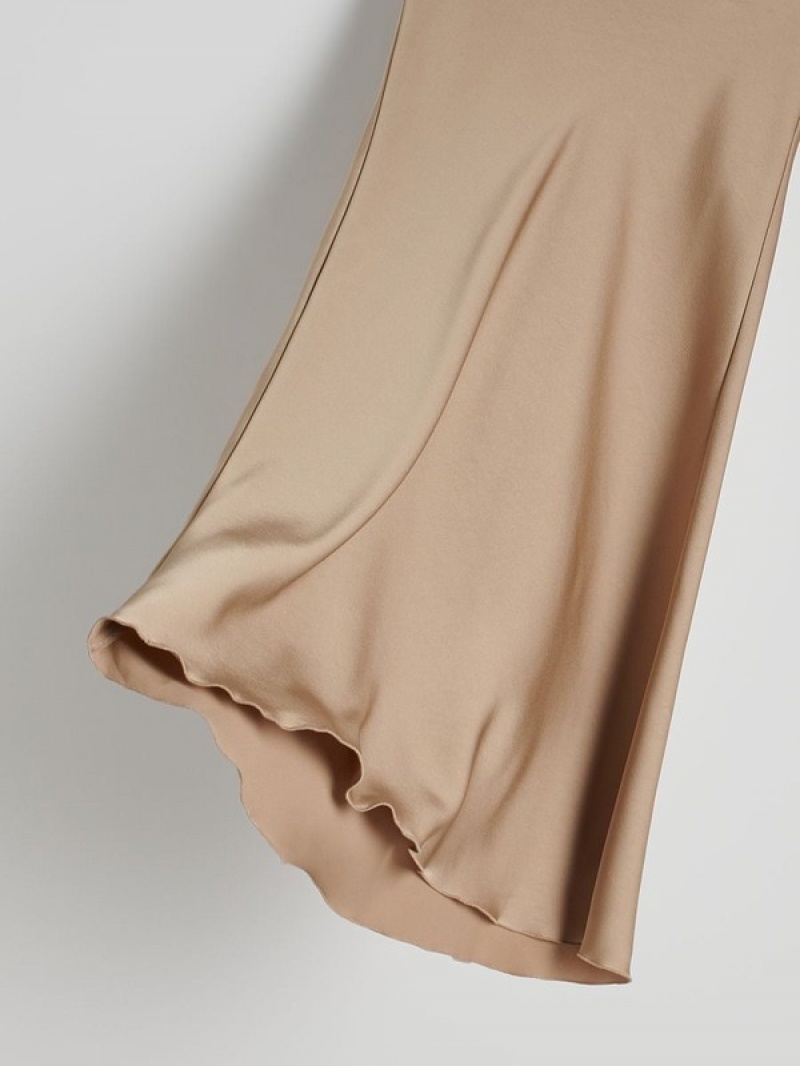 Reserved Satin Midi Röcke Damen Beige | 5908-CHSLG