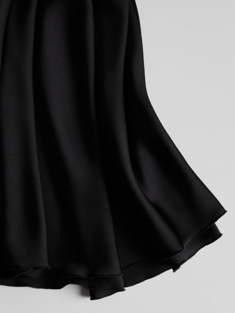 Reserved Satin Midi Röcke Damen Schwarz | 3854-ILFEY