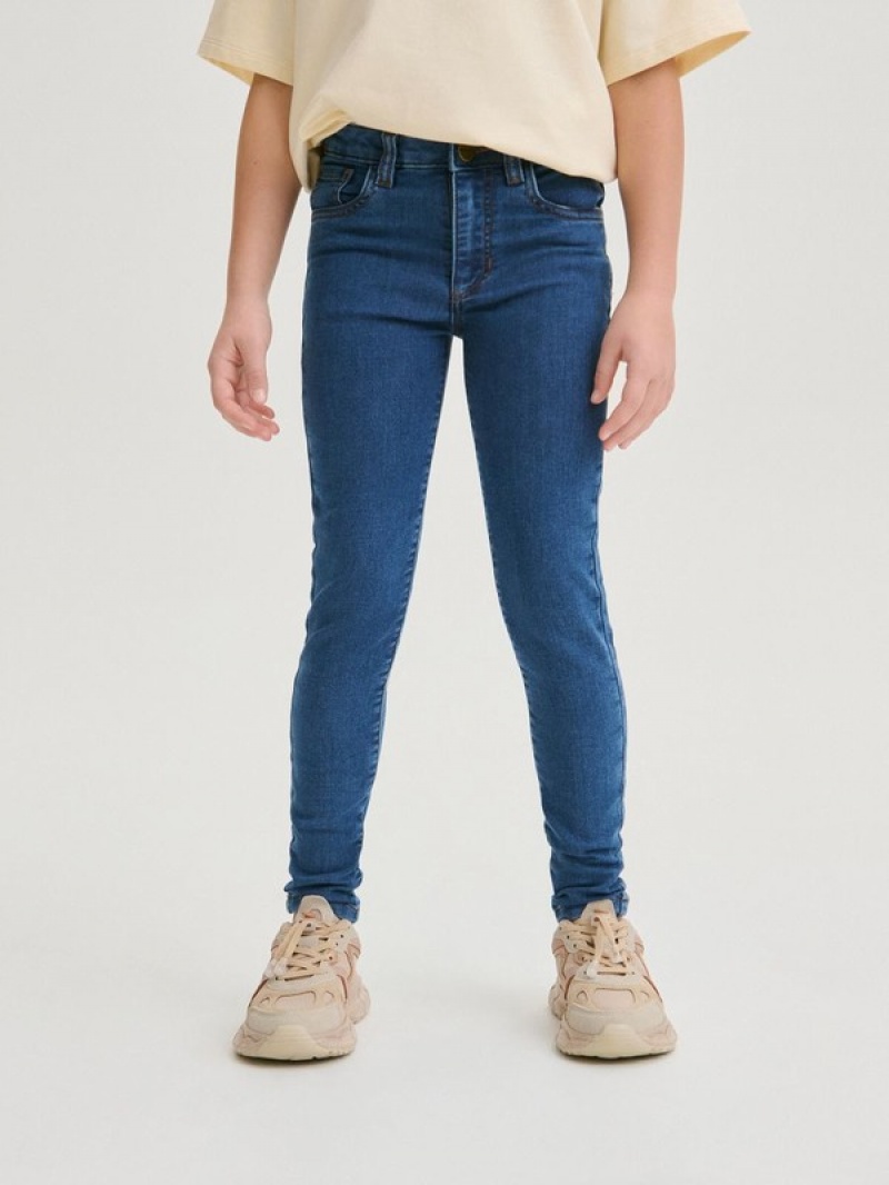 Reserved Schlank High Taille Jeans Mädchen Blau | 2694-YKAOE