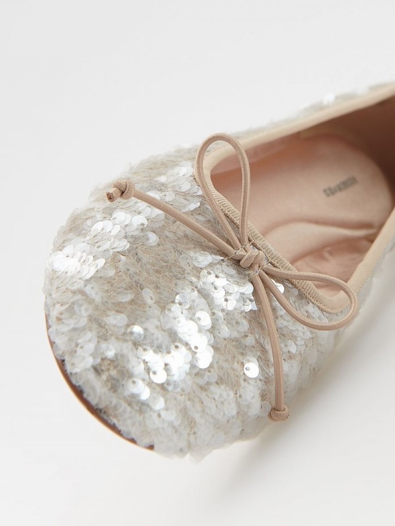 Reserved Sequin Ballerinas Halbschuhe Damen Beige | 6974-UIZDN