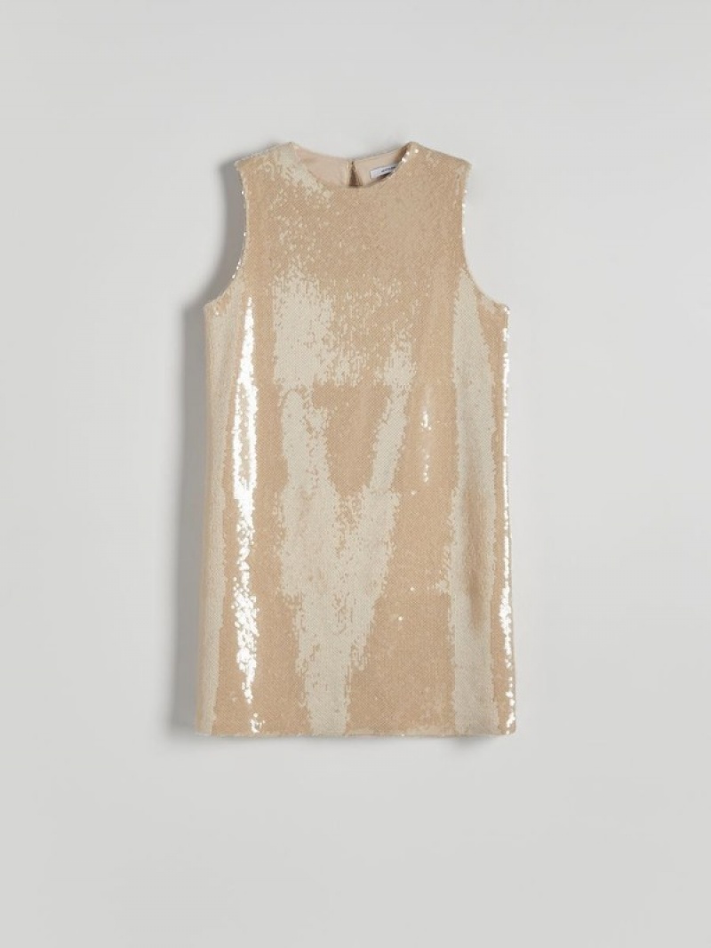 Reserved Sequin Mini Kleid Damen Beige | 8517-RTIWN