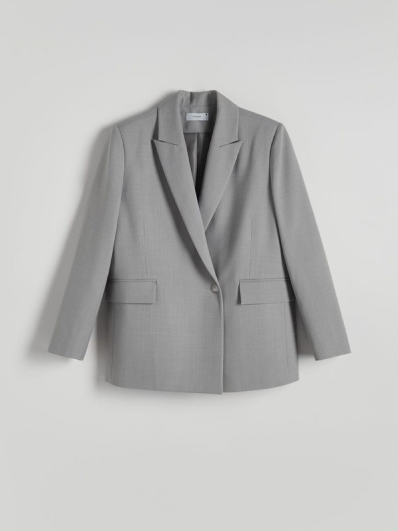 Reserved Simple Design Blazer Damen Grau | 5264-XJNMH