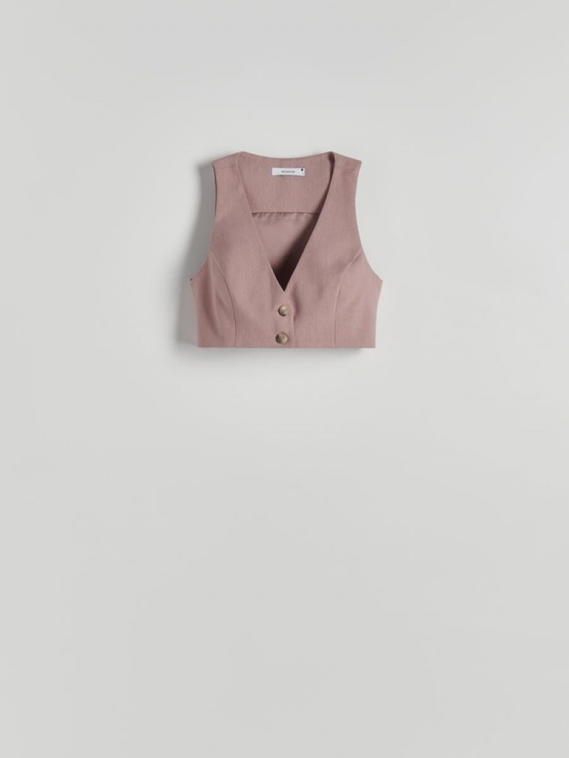 Reserved Simple Weste Damen Rosa | 3456-YNIJK