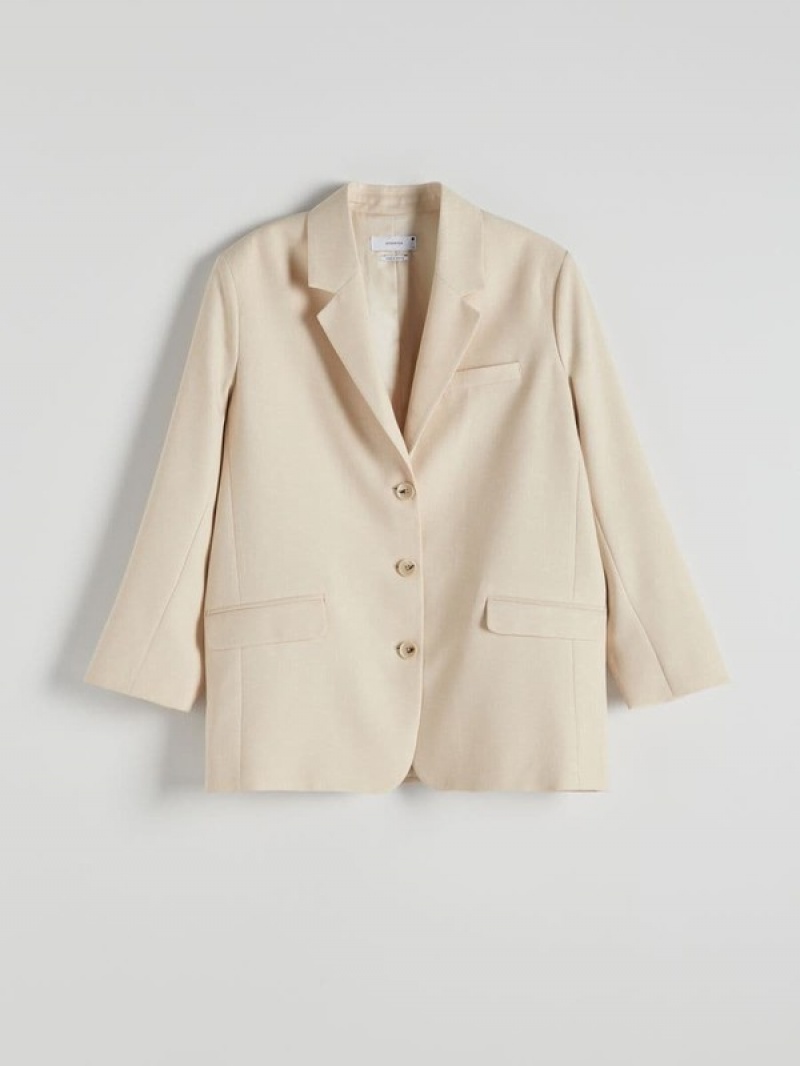 Reserved Single-breasted Blazer Damen Beige | 0675-YLCMZ