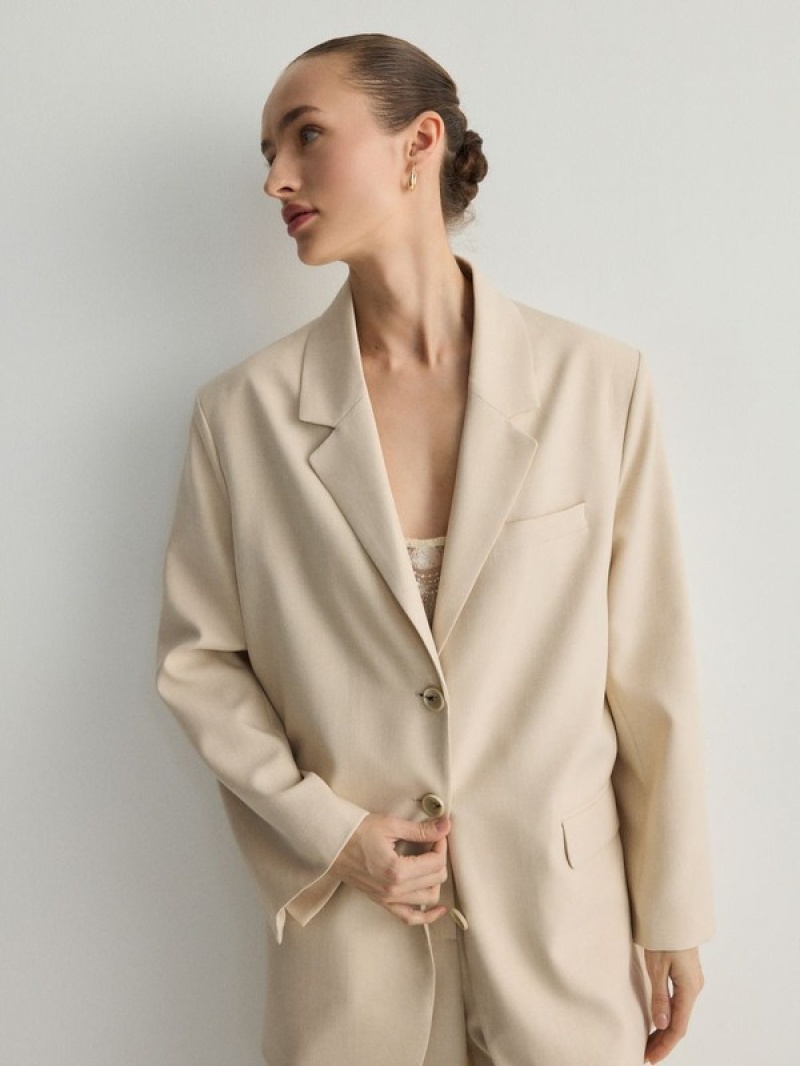 Reserved Single-breasted Blazer Damen Beige | 0675-YLCMZ