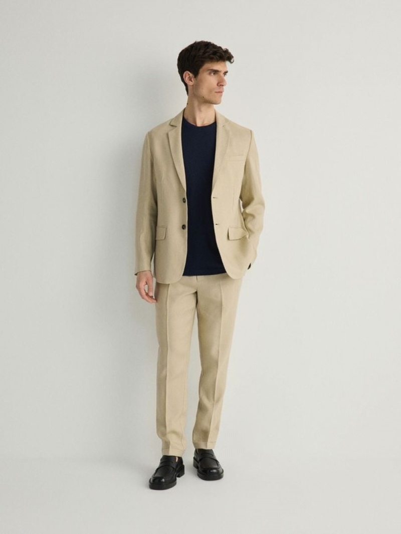 Reserved Slim Fit Linen Anzüge Herren Beige | 9351-LNMYU